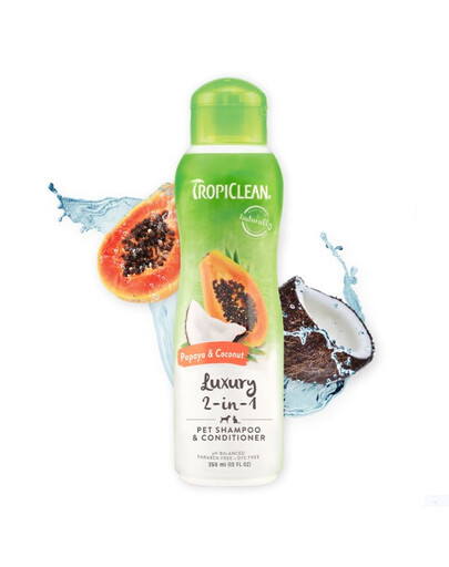 TROPICLEAN Papaya Coconut Shampoo and Conditioner 355ml Shampoo und Conditioner für Hunde und Katzen