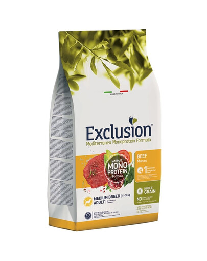 EXCLUSION MonoProtein Noble Grain medium breeds dogs mit Rindfleisch für Hunde mittlerer Rassen 12 kg