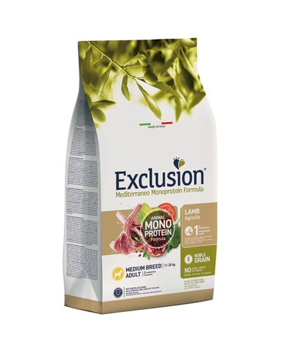 EXCLUSION MonoProtein Noble Grain medium breed dogs karma mit Lammfleisch für mittelgroße Rassen 12 kg