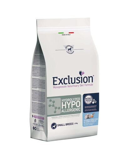 EXCLUSION Hydrolyzed Hypoallergenic small breeds Hundefutter für kleine Rassen mit Fisch 2 kg