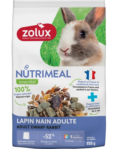 ZOLUX NUTRIMEAL 4 Zwergkaninchenfuttermischung Adult 850 g