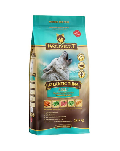 WOLFSBLUT Atlantic Tuna Adult Trockenfutter für ausgewachsene Hunde mit Thunfisch und Meersalat 12,5 kg