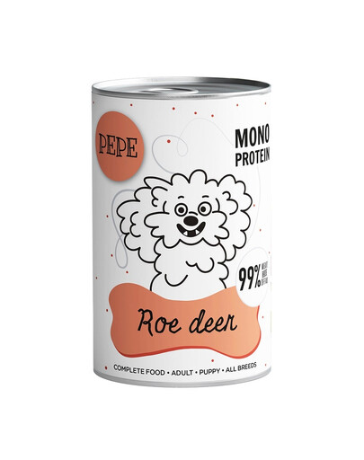 PAKA ZWIERZAKA PEPE Roe Deer Nassfutter mit Reh Monoprotein für alle Hunde 400 g
