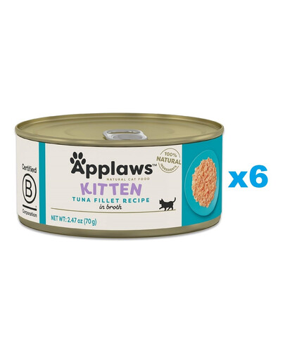 APPLAWS Cat Kitten Tuna in Broth mit Thunfisch in Brühe für Kätzchen 6x70 g