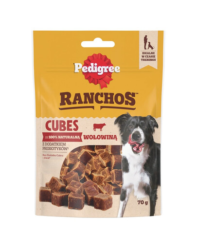 PEDIGREE Ranchos Cubes 70g: Zusatzfutter für adulte Hunde mit Rindfleisch