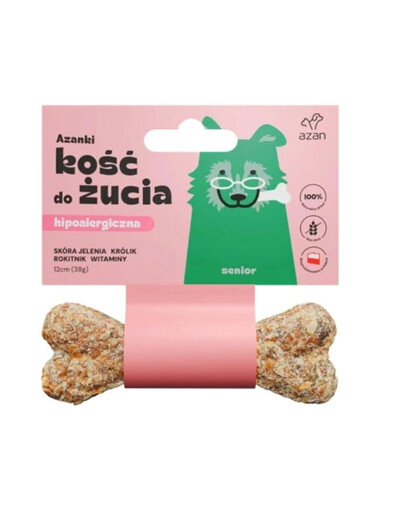 AZANKI Knochen Hirschhaut für Hunde Senior 12 cm