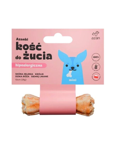 AZANKI Knochen Hirschhaut für Hund Mini 10 cm