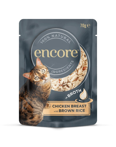 ENCORE Cat Huhn mit braunem Reis in Brühe für Katzen 16x70g