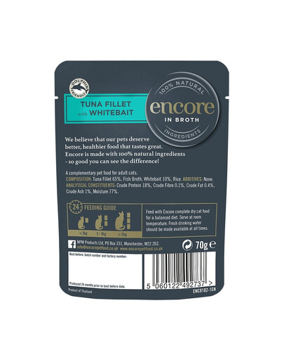 ENCORE Cat Weißer Thunfisch in Brühe für Katzen 16x70g