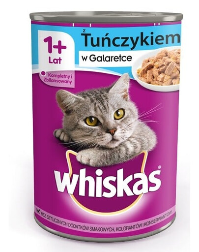 WHISKAS Adult 400 g - Nassfutter mit Thunfisch in Gelee für adulte Katzen