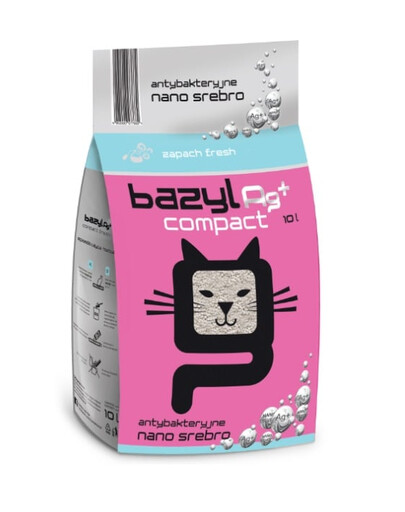 BAZYL Ag+ Compact Fresh 10 L Bentonit-Katzenstreu mit Nanosilber Frischeduft