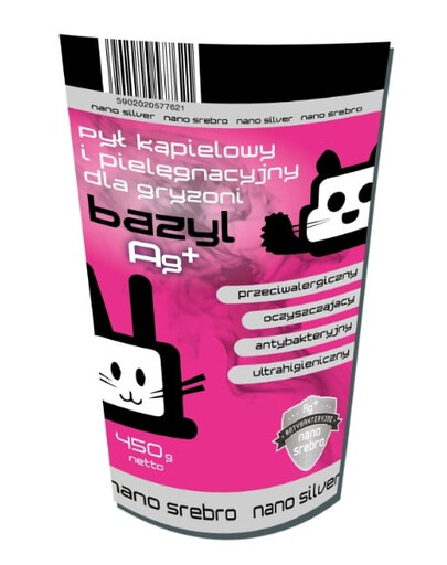 BAZYL Ag+ Bentonit Pflegestaub für Nagetiere 450 g