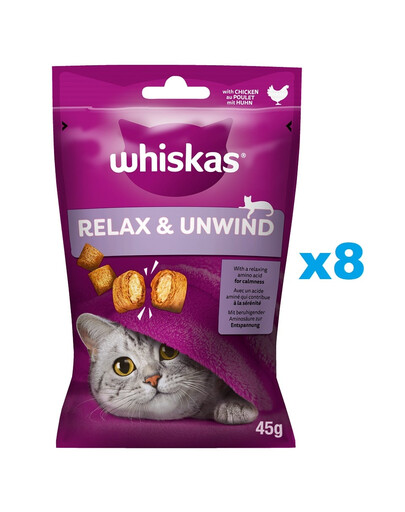 WHISKAS Relax & Unwind 8x45g: Leckerlis mit Huhn für Katzen