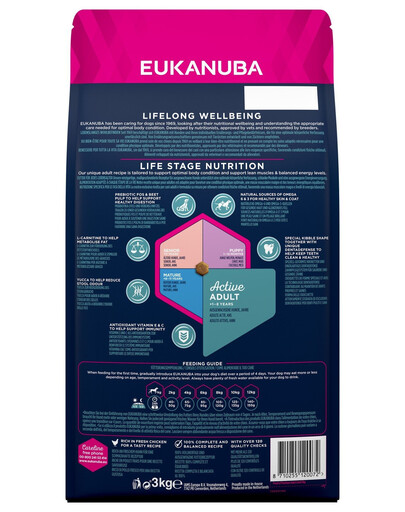 EUKANUBA Active Adult Small Breed Hunde mit frischem Huhn 3 kg