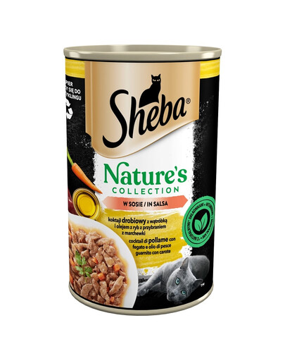 SHEBA 400 g Dose Nature's Collection:  Nassvollnahrung für adulte Katzen mit Geflügel Cocktail mit Leber und Fischöl, garniert mit Karotten in Sauce