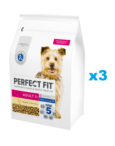 PERFECT FIT Adult 1+ Trockenfutter mit Huhn adulte Hunde kleine Rassen 3x2,6 kg