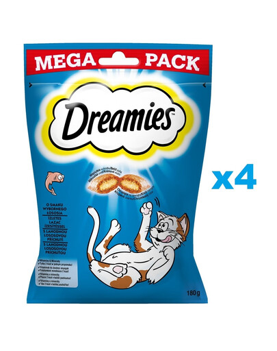 DREAMIES Mega Pack 4x180g- Leckere Katzenleckerlis mit Lachsgeschmack