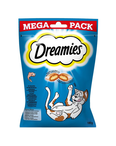 DREAMIES Mega Pack 180g- Leckere Katzenleckerlis mit Lachsgeschmack