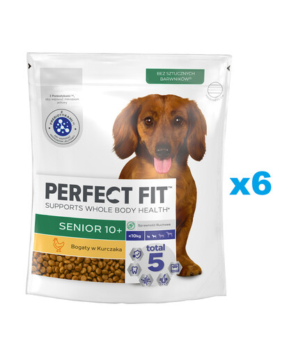 PERFECT FIT Senior 10+ 6x825g: Trockenvollnahrung mit Huhn für kleine Rassen ab 10 Jahren