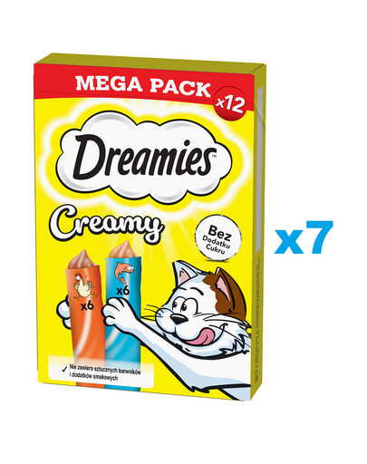 DREAMIES Creamy MEGA PACK: Zusatzfutter mit Huhn und Lachs 84x10 g
