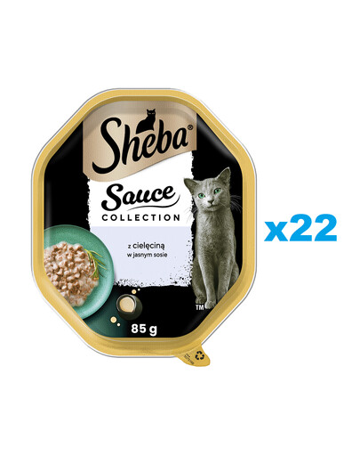 SHEBA Sauce Collection 22x85 g: Nassvollnahrung für adulte Katzen mit Kalbfleisch in heller Sauce