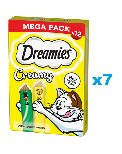 DREAMIES Creamy MEGA PACK: Zusatzfutter mit Käse und Katzenminze 84x10 g