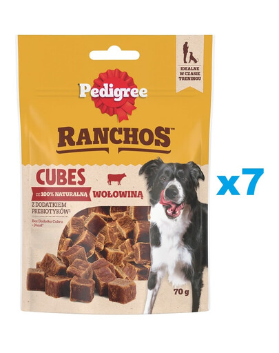 PEDIGREE Ranchos Cubes 7x70g: Zusatzfutter für adulte Hunde mit Rindfleisch