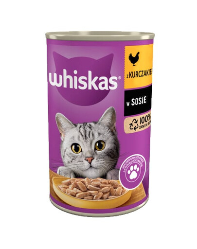 WHISKAS Adult 400 g: Nassfutter mit Huhn in Soße für adulte Katzen