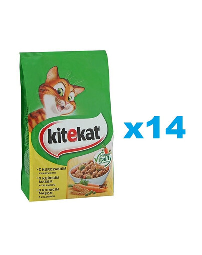 KITEKAT Katzentrockenfutter mit Huhn und Gemüse 14x300g