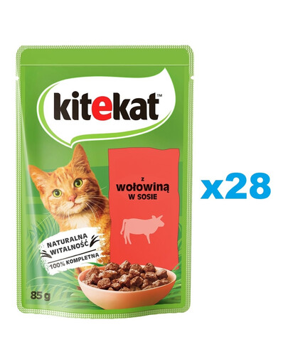 KITEKAT 28x85 g: Rind in Soße für adulte Katzen