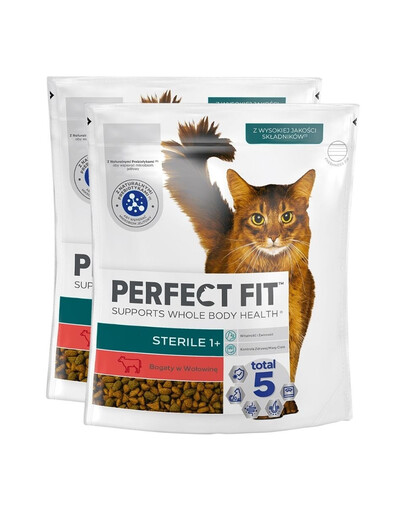 PERFECT FIT (Sterile 1+) 2x750g Reich an Rindfleisch – Trockenfutter für Katzen nach der Sterilisation