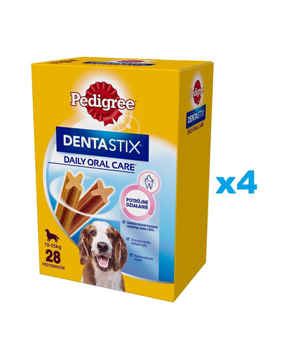 PEDIGREE DentaStix (mittlere Rassen) Zahnsnack für Hunde 112 Stück 4 x 4x180g