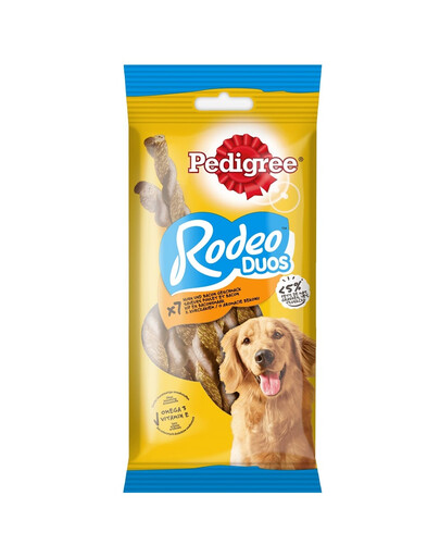 PEDIGREE Rodeo Duos 123g: Leckerli für ausgewachsene Hunde mit Huhn und Bacon Geschmack