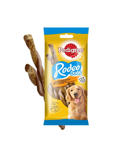 PEDIGREE Rodeo Duos 123g: Leckerli für ausgewachsene Hunde mit Huhn und Bacon Geschmack