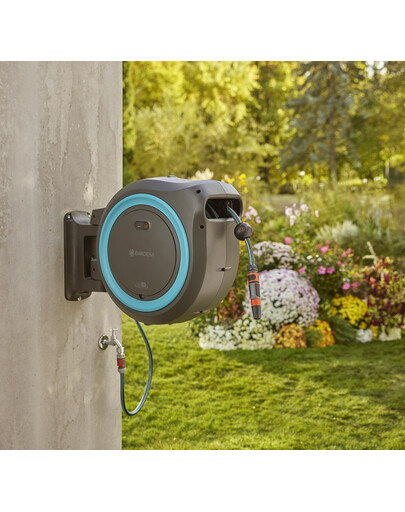 GARDENA Wand-Schlauchaufroller PowerRoll XL mit Druckspeicher