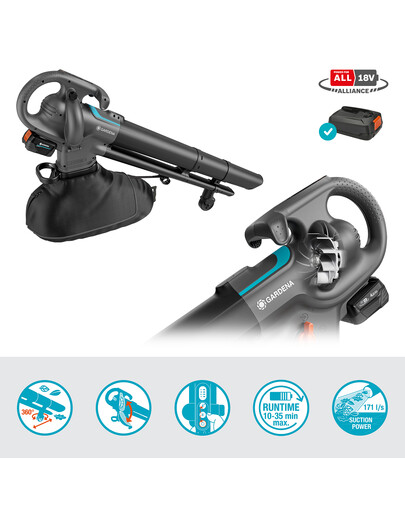 GARDENA Akku-Blas-/Sauggerät 18V P4A Set mit Akku