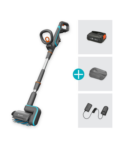 GARDENA Akku-Terrassenbürste AquaBrush Patio 03/18V P4A mit wiederaufladbarer Batterie
