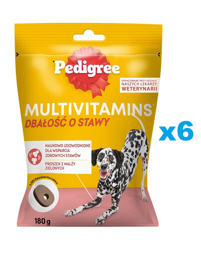 PEDIGREE Multivitamins Gelenkpflege 6x180g: Ergänzungsfutter für ausgewachsene Hunde mit Huhn.