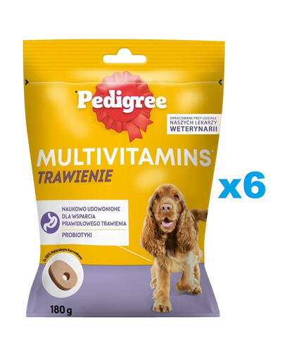 PEDIGREE Multivitamins 6x180 g: Verdauungsergänzungsmittel für adulte Hunde mit Huhn