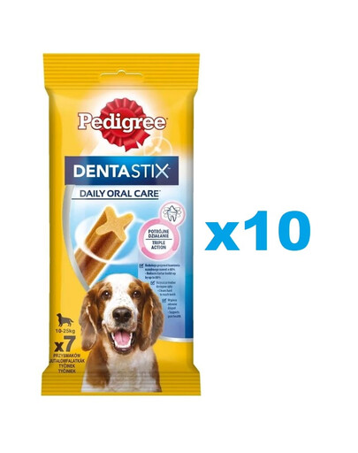 PEDIGREE DentaStix (mittelgroße Rasse) Zahnpflegemittel für Hunde 70 szt. - 10x180g