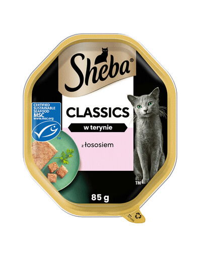 SHEBA Classics 85 g: Nassvollnahrung für adulte Katzen mit Lachs in Terrine