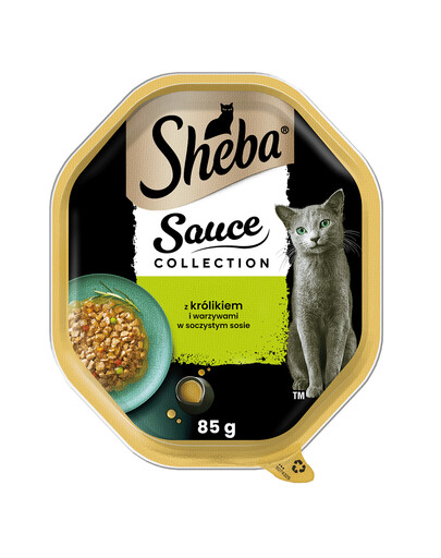 SHEBA Sauce Collection 85 g Nassfutter mit Kaninchen und Gemüse in Soße für adulte Katzen