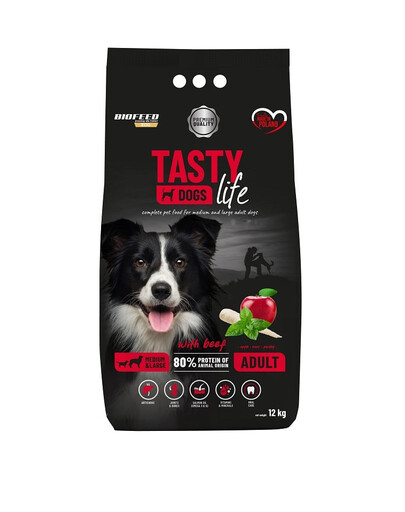 BIOFEED TASTY LIFE Premium mit Rind für Hunde mittelgroßer und großer Rassen 12 kg