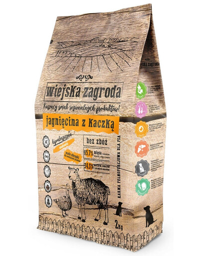 WIEJSKA ZAGRODA Hundefutter für kleine und mittlere Rassen mit Lamm und Ente 2 kg