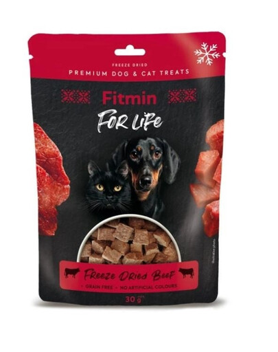 FITMIN For Life Freeze dried beef 30 g liofilizowany przysmak z wołowiny dla psów i kotów