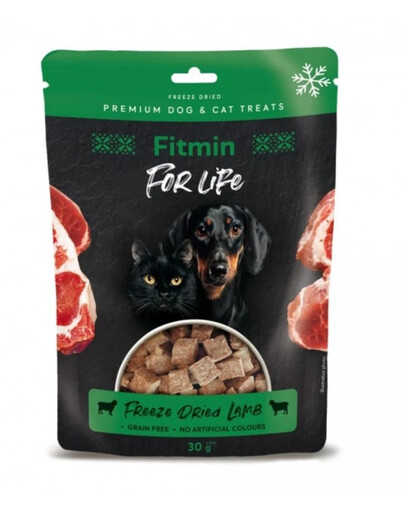 FITMIN For Life Freeze dried lamb 30 g liofilizowany przysmak z jagnięciny dla psów i kotów