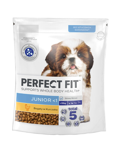 PERFECT FIT Junior 825g: Trockenvollnahrung mit Huhn für Welpen kleiner Rassen