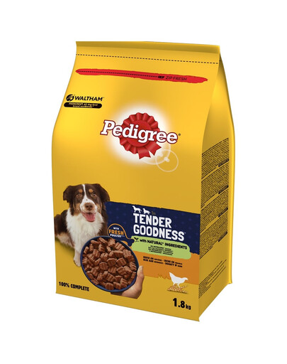 PEDIGREE Tender Goodness 1,8 kg: Halbfeuchte Vollnahrung für adulte Hunde mit Geflügel