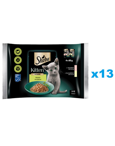 SHEBA Kitten Beutel Mix 52x85 g: Nassfutter mit Lachs und Huhn für Kätzchen