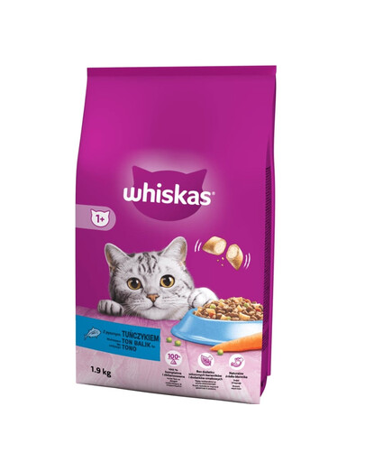 WHISKAS Adult 1,9 kg Trockenvollnahrung für ausgewachsene Katzen mit leckerem Thunfisch